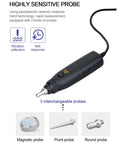 Portable LCD Vibration Analyzer And Vibrometer Meter With Large Clear Screen, On The Go Vibration Severity Tester For Acceleration, Velocity, And Displacement Readouts, 0.1 To 199.9 Meters Per Second Easy Read Measurement Tool, black probe with interchangeable tips