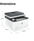 All In One Wireless Black And White Laser Printer With Scanner Copier And Fax For Small Office Teams, dimensions view.
