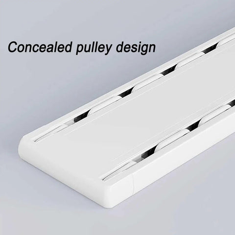 Double Curtain Track Ceiling Mounted 8 Ft Aluminum Curtain Rails, Heavy Duty Aluminum Rail System For Drapes, Smooth Gliding, Durable Wear Resistant Finish, Ideal For Living Room, Bedroom, And Office Windows. Concealed pulley design white aluminum double track