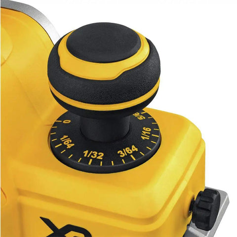Pro Grade 20V Max Xr Brushless Cordless Planer Drops Dead Serious Amps For Zero Drag Wood Planing And Cabinet Refinishing Job Site Ready Tool Only Renewed depth adjustment knob