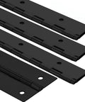 Badass Heavy Duty 16 Inch Piano Hinges 4 Pack Black Stainless Steel continuous hinges with sleek smooth finish and mounting holes.