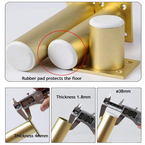 Matte Gold Round Metal Furniture Legs Adjustable Aluminum Replacement Feet for Couch Cabinet and Bed Easy Install set of 4