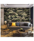 Living room with Self Adhesive Camouflage Wallpaper Roll 144 By 100 Inches Military Army Pattern Peel And Stick Wall Mural