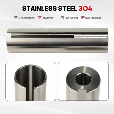 Rugged Stainless Steel Crankshaft Sleeve Converts Gas Engines From One Inch To One Eighth Fast. CNC machined with quarter keyway.