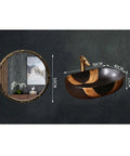 SDVantage Ceramic Bathroom Vessel Sink, Artistic Carved Countertop Basin Sink Black 59 * 40 * 15Cm, displayed with dimensions next to a mirror.