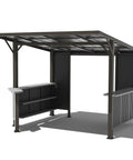 10x10 Hardtop Grill Gazebo With Storage Shelves And Expansion Platform Durable Galvanized Steel Lean-To Canopy Outdoor BBQ Shelter