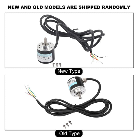Image showing two models of Incremental Rotary Encoder With Solid Shaft For 3 Phase Motion Control 30Khz Readout 6mm Shaft, new and old type.