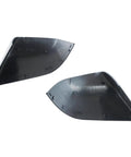 Premium White Rearview Mirror Lower Covers For Tesla Model 3 Left And Right Pair that lock tight, showing two black molded covers.