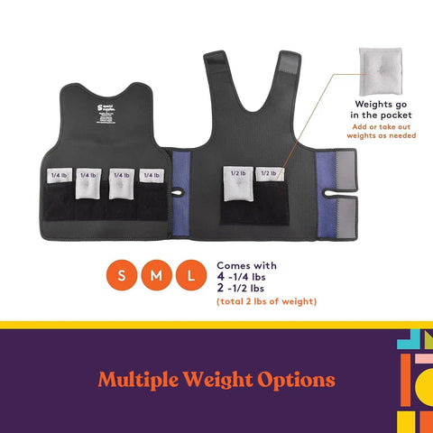 Adjustable Kids Weighted Vest For Deep Pressure Sensory Comfort With Removable Quarter And Half Pound Sandbags pockets open