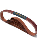 Kickass 1x30 Sanding Belts 10 Pack Featuring 80 Grit Aluminum Oxide For Belt Grinders And Disc Sanders shown in a stacked design.