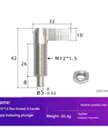 Heavy Duty Stainless Steel Spring Plunger Pin Featuring Slick Ergonomic L Shaped Indexing Handle And Smooth Retractable M12 Locking Mechanism with dimensions