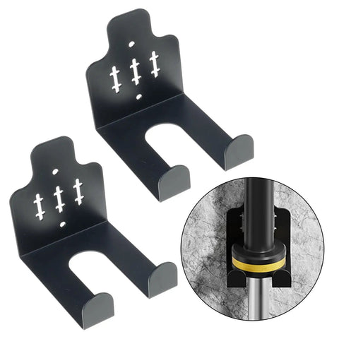 Heavy Duty Barbell Wall Mount Organizer For Home Gym Holds Barbells Up To 33mm Coated Steel Rack Space Saving Weightlifting Equipment Holder Easy Install showing dual mounts and wall installation