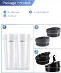 2 Pack Blender Replacement Parts For Single Serve 16 Oz Cups With Sip And Seal Lids Built To Last And Dishwasher Safe Eco Friendly Plastic Durable And Reliable Fits 1100W And 1500W Blenders package includes 2 cups, 2 Sip & Seal lids, 2 Sip lids