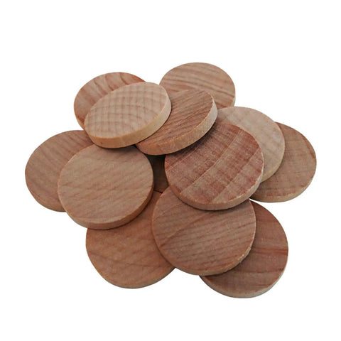 60 Pack 1 Inch Natural Wood Slices Unfinished Round Wood Cookies stacked together, ideal for DIY crafting and paint decor