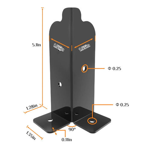 8 Piece Adjustable Deck Post Brackets Set For 2x2, 2x4, 4x4 And 6x6 Posts Fits Fence, Pergola, And Mailbox Support In Matte Black Durable Steel Heavy Duty Outdoor Brackets With Easy Install And Weather Resistant Coating