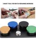 Stainless Steel Watch Oil Dip Tool With Lid Four Eye Oil Dish for precision lubrication, showcasing watch repair application.