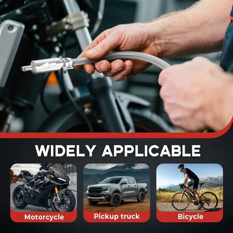 Brake Bleeder Hose Kit For Cars And Motorcycles With One Way Check Valve Tube Bleeding Tool For Hydraulic Systems Bleeding Durable Aluminum Body And Soft Tubing With Metal Clips Fast One Person Bleeding For DOT 4 Fluid being used on motorcycle.