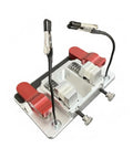 Bench Mounted Soldering Clamp With Ceramic Blocks For Hobbyists Pro Grade Wire Solder Fixture Heat Resistant Hands Stabilizer Holder Stable Workbench Mount For Precise Electronics Maintenance And DIY Craft Projects, silver base with red pads
