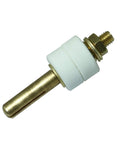 Copper rod heating element probe with white ceramic insulator and threaded brass connector