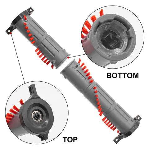 Replacement Brush Roller For DC40 Vacuum Cleaner Fits DC40 Series 924405-01 with red bristles and detailed top and bottom view