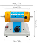 Front view of Pro Grade Bench Top Polisher And Grinder For Sanding Grinding And Polishing With 320W Motor And Variable Speed 800 To 10000 RPM 110V Yellow Industrial Tool