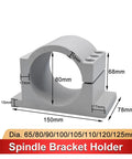 Ultra Tough CNC Spindle Motor Clamp Bracket For Aluminum Machine Heads With Secure Grip Mounting Clamps For Precision Milling And Router Stability, gray metal bracket with dimensions.