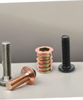 Wood Threaded Insert Kit For Furniture Repair 50 Pcs with screws and nuts on a white background