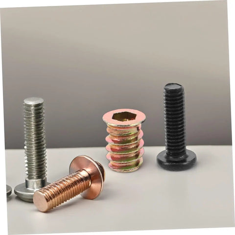 Wood Threaded Insert Kit For Furniture Repair 50 Pcs with screws and nuts on a white background