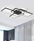 Three Square LED Ceiling Light 75W Modern Flush Mount Chandelier In Black Acrylic Cool White 6000K Slick Modern Look