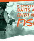 Angler with Mystery Tackle Box Pond Prowler Sling Fishing Lure Kit Green Sling Pack by a river, text about new baits and fishing tips.