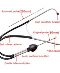 Car Engine Stethoscope Cylinder Diagnostic Tool with probe, headphones, and amplifier for hearing abnormal engine noises.