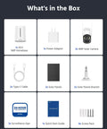 Contents of Solar Wireless Security Camera Kit For Outdoor Home Surveillance With 4 Channel Hub And 2 Bullet Cameras, 2.5K Clarity