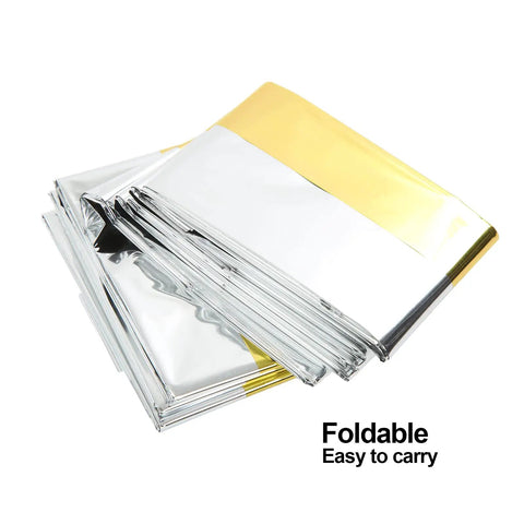 Three Pack Reflective Thermal Emergency Blankets For Survival Gear And Camping Space Blankets For Warmth And Protection 140x210 Cm Size