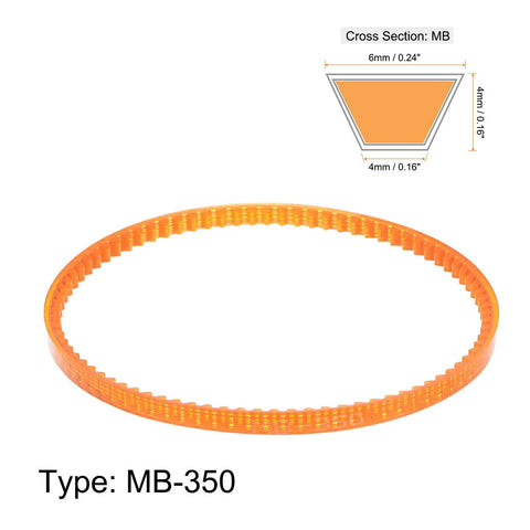 MB350 Triangle V Belt Duo For Old School Household Electric Sewing Machines in PU material, 6mm width, 4mm thick, single tooth drive