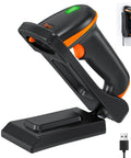 1D 2D QR Barcode Scanner With Adjustable Folding Stand And Charging Cradle, Wall Mountable 2.4G Wireless Or USB 2.0 Wired Connectivity