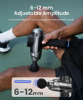 Person using Professional Deep Tissue Percussion Massage Gun With Adjustable Amplitude From Six To Twelve Millimeters on leg