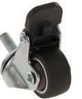 Small Threaded Stem Caster Wheels With Easy Lock Soft TPE Rubber Swivel Casters For Quick Room Fixes Rock Solid Design, showing a close-up of the caster wheel with a locking mechanism.