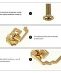 Two Pack Vintage Brass Wardrobe Door Handles And Copper Cabinet Drawer Pulls in Chinese style, showing screw details