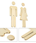 Brushed Gold Restroom Signs For Men And Women Set With Self Adhesive Backing Durable Plastic ABS Office Business Decor