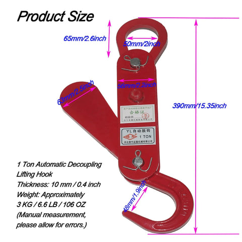 Automatic Decoupling Lifting Hook Alloy Steel