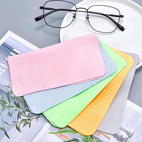 Microfiber eyeglass cleaning cloths in pastel colors, soft and thickened to 230GSM