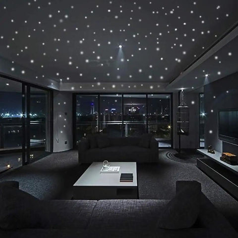 Glow In The Dark Wall Stickers Set With 407 Removable Luminous Dots For Kids Bedroom Ceiling Decals And Room Decor in dark room.