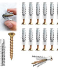 Tree Shaped Steel Hollow Wall Anchors With Screws Kit For Wood Brick Reinforced Concrete And Hollow Walls 0.31x1.26 Inch 100 Pcs showing anchors and screws layout.