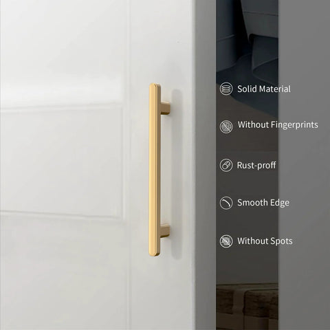 Champagne Bronze Cabinet Pulls 5 Inch Center to Center 128mm 6.4 Inch Overall Length Zinc Alloy Drawer Handles displayed on white cabinet
