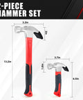 Workhorse Hammer Set With Magnetic Nail Starter And Two Claw Hammers 8oz Stubby And 16oz Fiberglass General Purpose