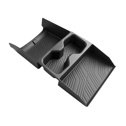 2025 2026 Hyundai Tucson Center Console Organizer Lower Tray with Cup Holder, Durable Black ABS Plastic, Two-Tier Storage