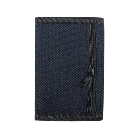 RFID Blocking Canvas Wallet For Men And Women, Camouflage Trifold Outdoor Wallet With Velcro And Magic Sticker, Black frontal view