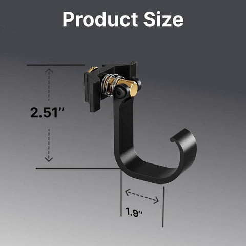 4 Pack Heavy Duty L Track Hooks With Single Stud Fitting, 200 Lbs Max Load, showing dimensions 2.51 by 1.9 inches