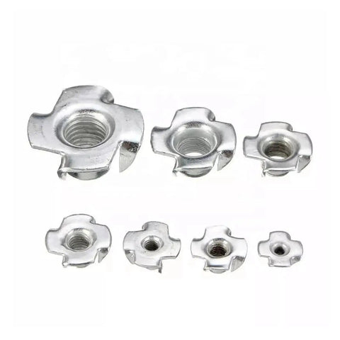 Four Claw T Nuts for Wood Furniture Mounting and Speaker Installations, Four Prong Blind Nuts, Heavy Duty M8 Threaded Fasteners