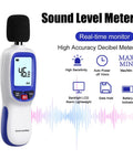 Portable SPL Meter With Digital Noise Level Gauge 30 To 130 dB A Range For Pro Grade Sound Pressure Measurements In Music Recording Studios Offices Home Industrial Noise Monitoring And More, front view